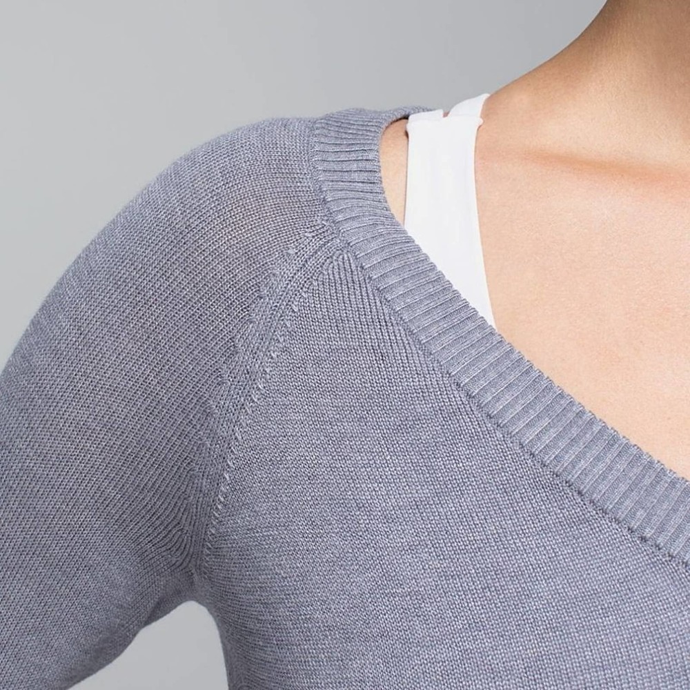 Lululemon Unity Drape-Back Keyhole Pullover Sweater in Heathered Fossil - Picture 6 of 12